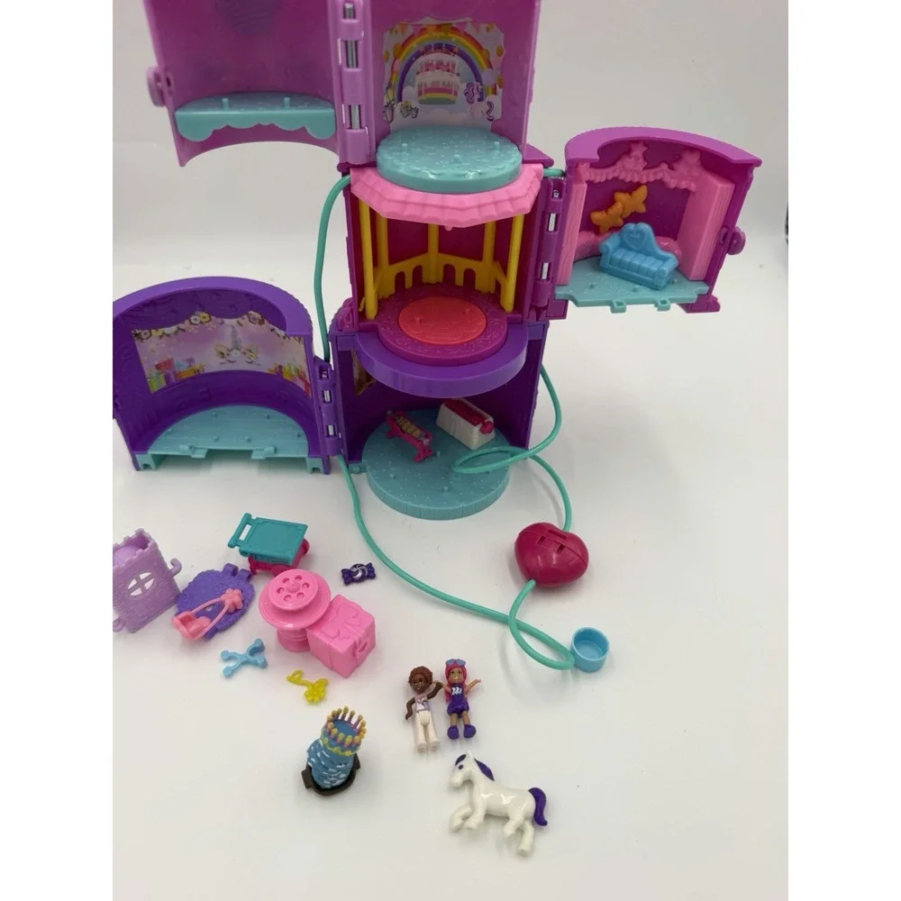 Polly Pocket Unicorn Birthday Party Compact Playset 2 Dolls Unicorn